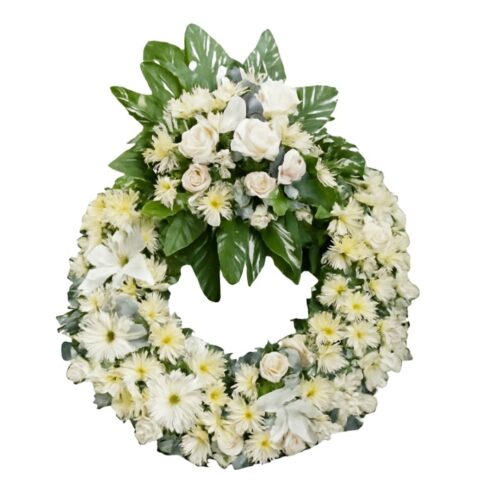 Corona de flores tamaño mediano de flores naturales sobrios