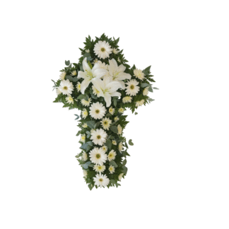 Cruz celestial, arreglo funeral en Guatemala