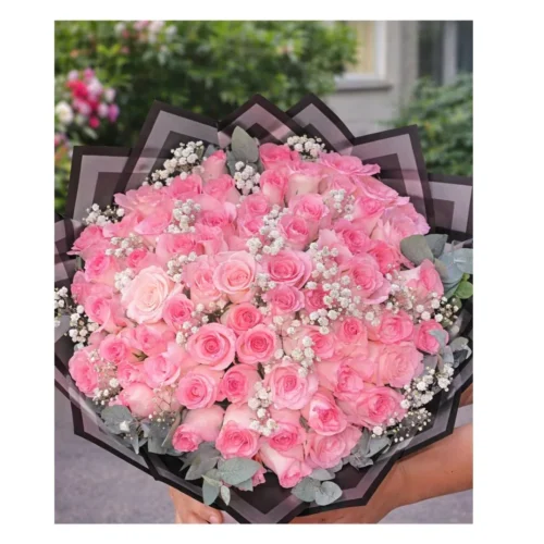 Ramo gigante tipo Buchón de rosas rosadas.